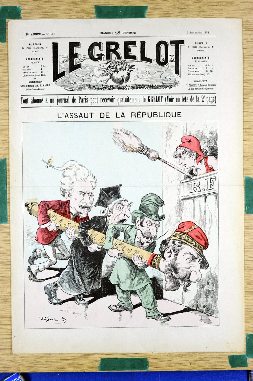 Le Grelot》的封面，第908号，彩色讽刺作品 作者 爱德华·纪尧明·佩平