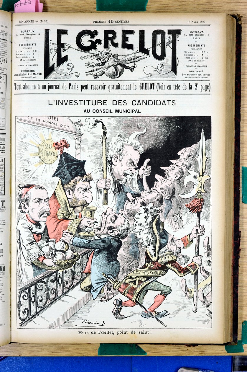 Le Grelot》的封面，第992号，《N & B的讽刺》。 作者 爱德华·纪尧明·佩平