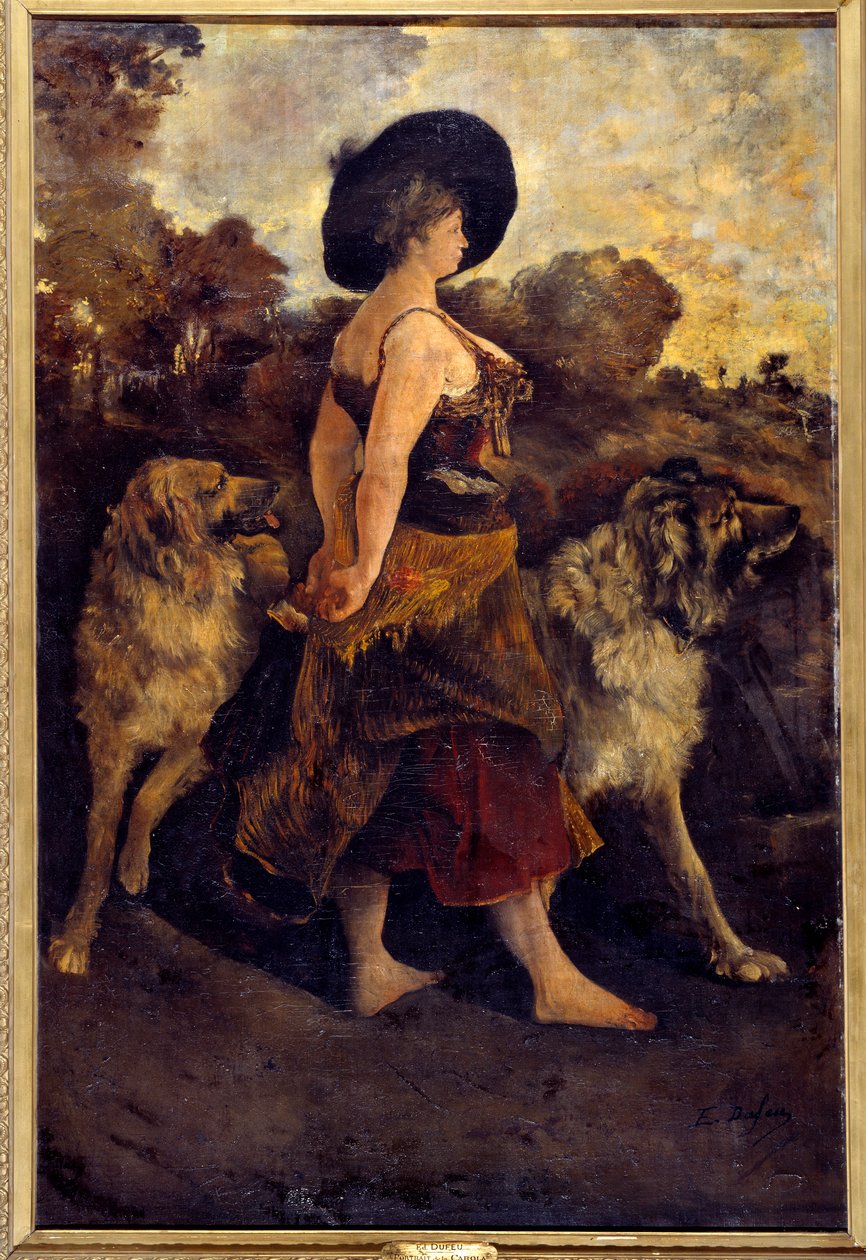 La Carola 一个吉普赛人和她的狗。爱德华-雅克-杜菲（1840-1900 年）1878 年的画作 作者 爱德华·雅克·杜福