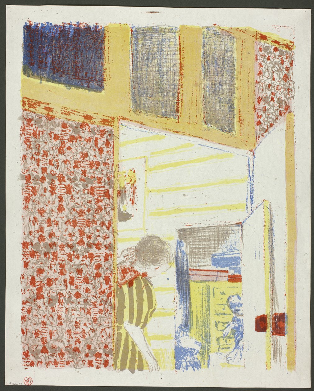 粉色壁纸的室内装饰 III》，选自《风景与室内装饰》，图版七 作者 爱德华·让·维亚尔