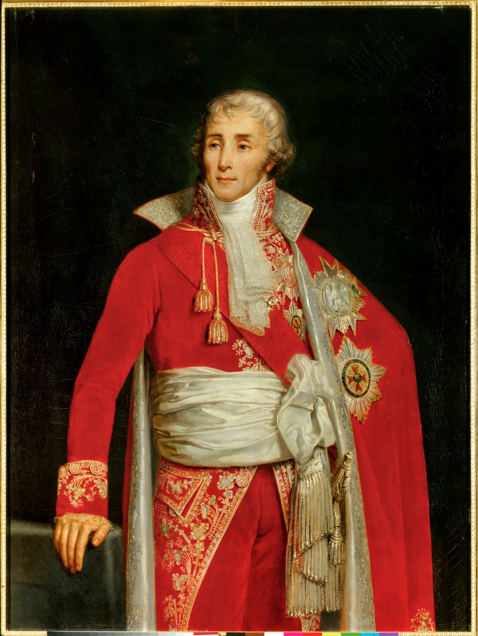约瑟夫·富什 (Joseph Fouche) 的肖像，奥特朗托公爵 (1759-1820) 身着警察部长礼服，爱德华·路易斯·杜布费 (Edouard Louis Dubufe，1820-1883 年) 作画。 19 世纪。 暗淡。 1,31 x 0,98 米。 作者 爱德华·路易斯·杜布菲
