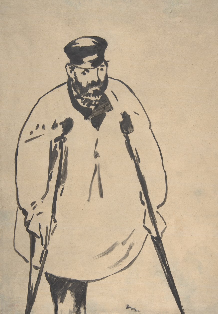 一个拄着拐杖的人，1878年。 作者 爱德华·马奈