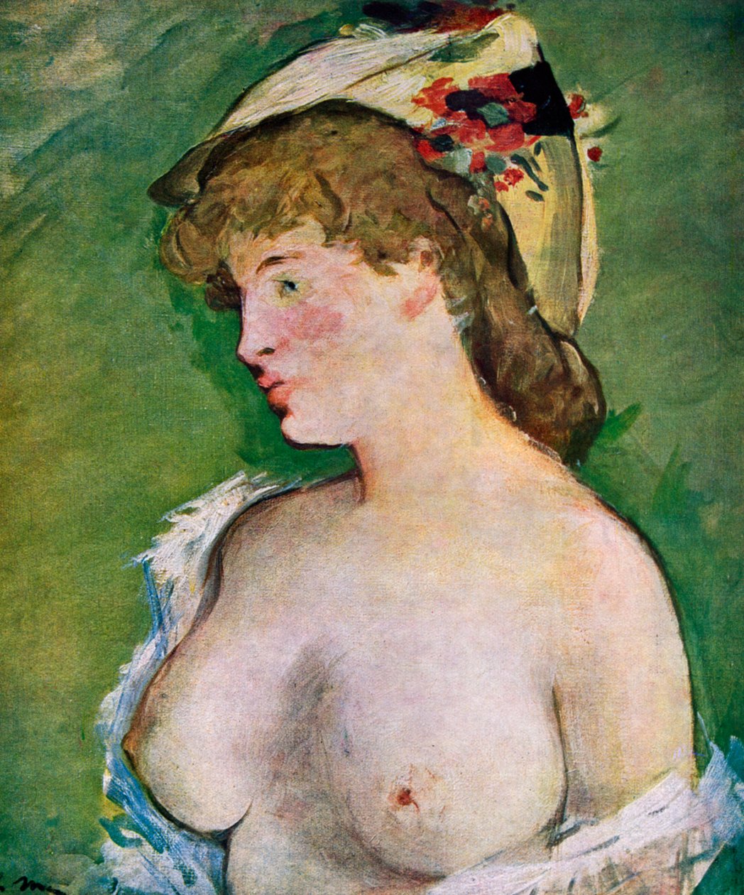 裸露乳房的金发女郎，1878年。 作者 爱德华·马奈