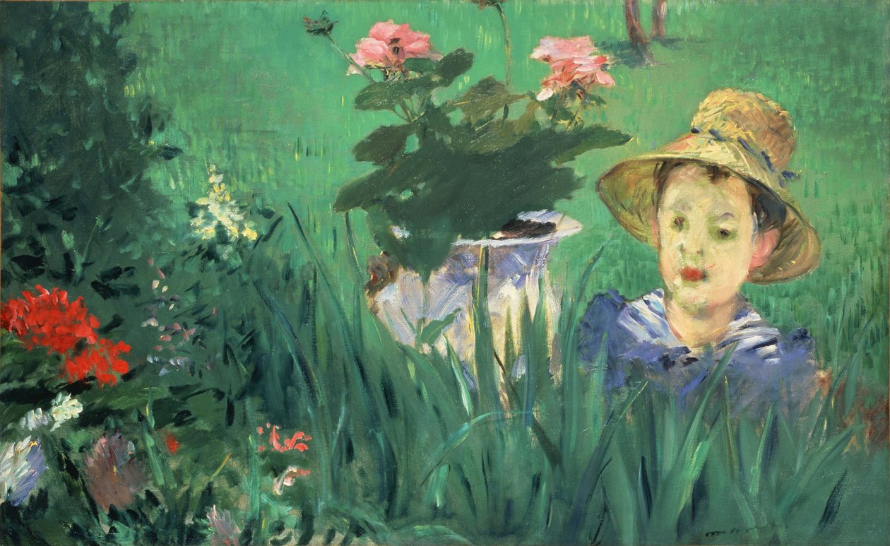 《花中的男孩》雅克·霍斯德（JacquesHoschedé），1876年 作者 爱德华·马奈