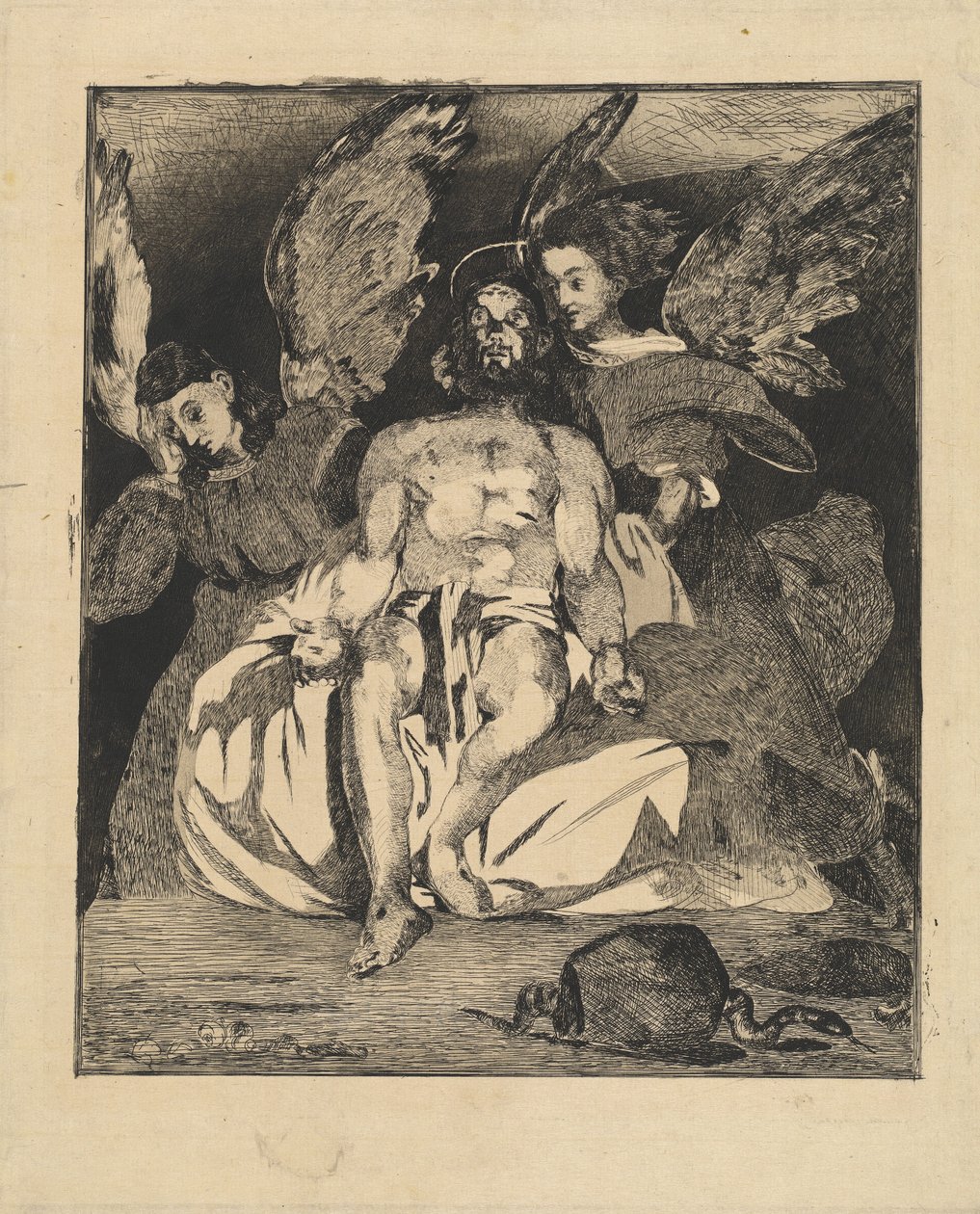 死去的基督与天使 基督与天使，1866-1867。 作者 爱德华·马奈