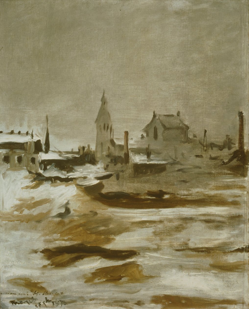小蒙特罗格的雪景"，1870年 作者 爱德华·马奈