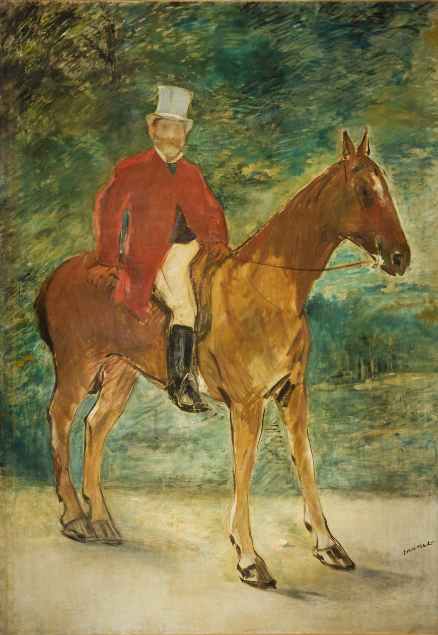 米歇尔-阿尔诺的马术画像，1875年。 作者 爱德华·马奈