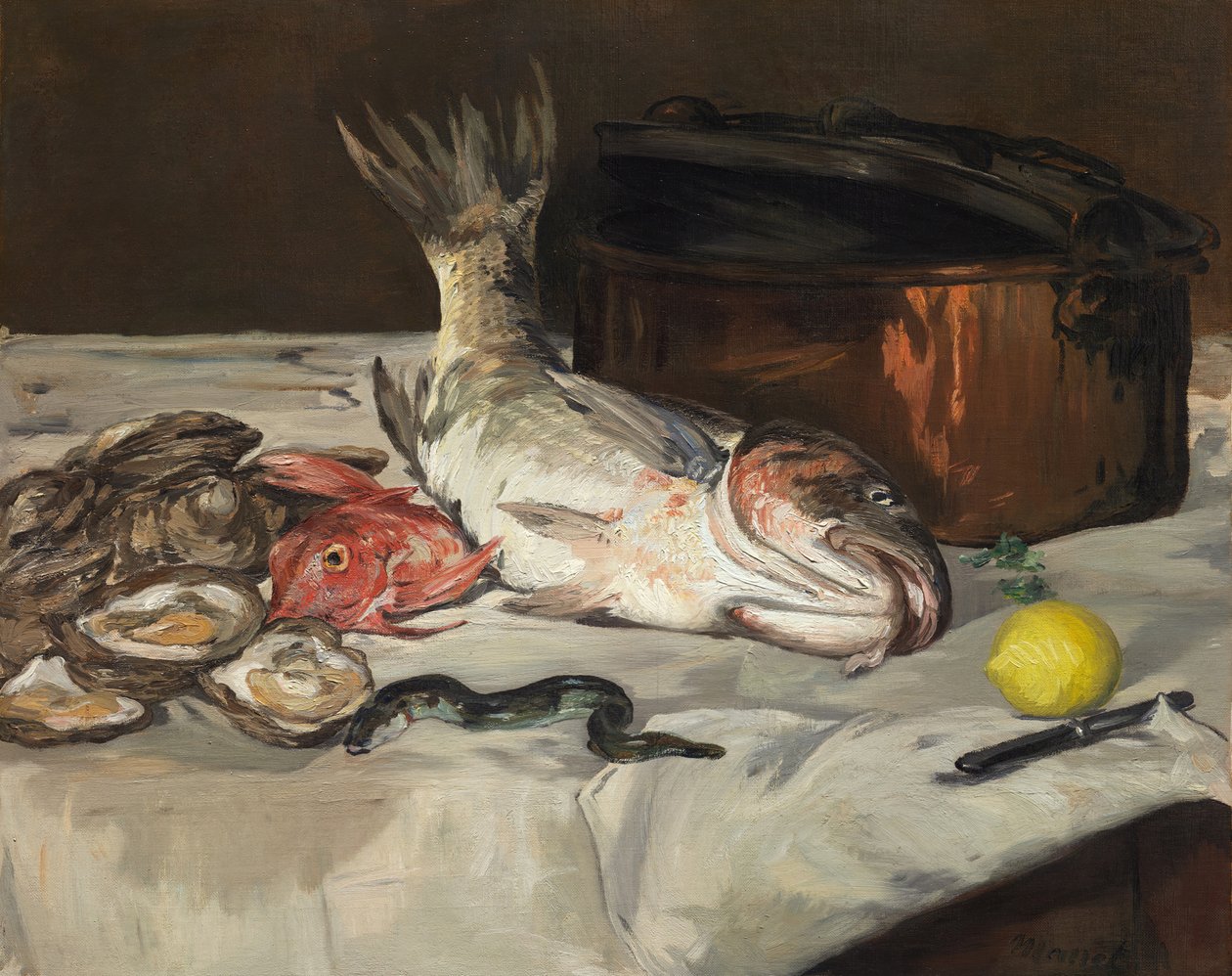 鱼类静物，1864年。 作者 爱德华·马奈