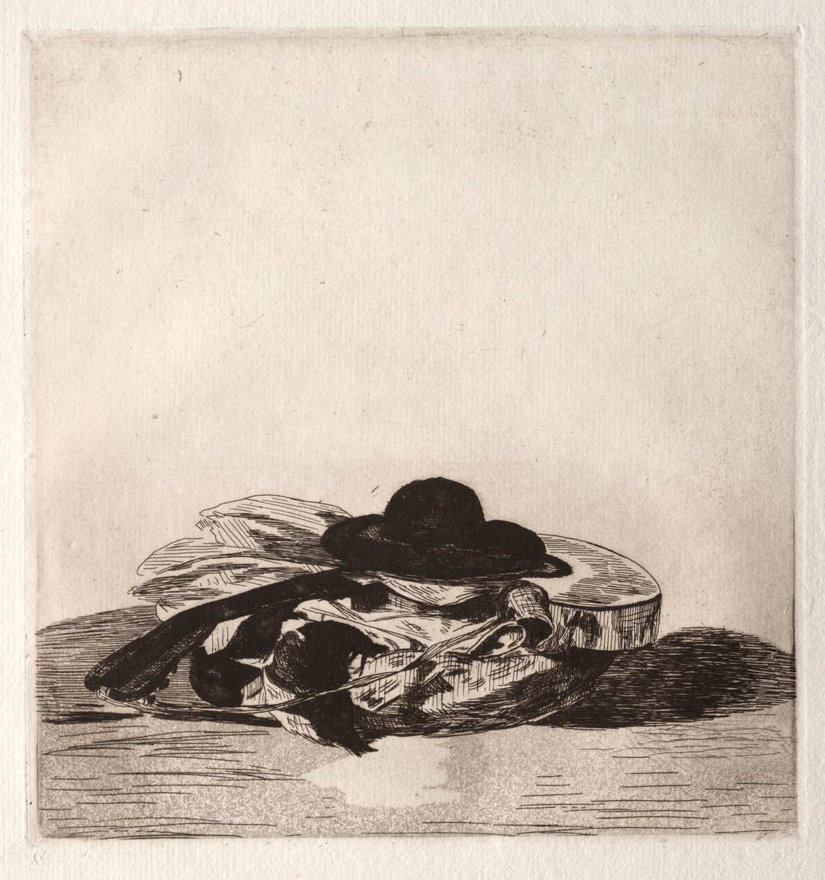 版画版画的前作：《帽子和吉他》，1862年。 作者 爱德华·马奈