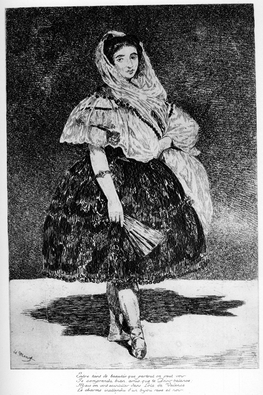劳拉·德·瓦朗斯（Lola de Valence），c1850-1880，1924年 作者 爱德华·马奈