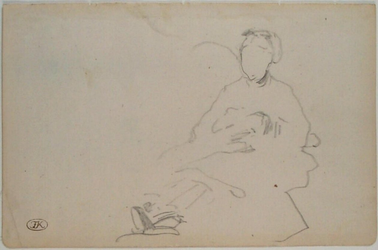 马奈 - 坐着的女人的素描（素描本中的叶片），约 1864-1868 年 作者 爱德华·马奈