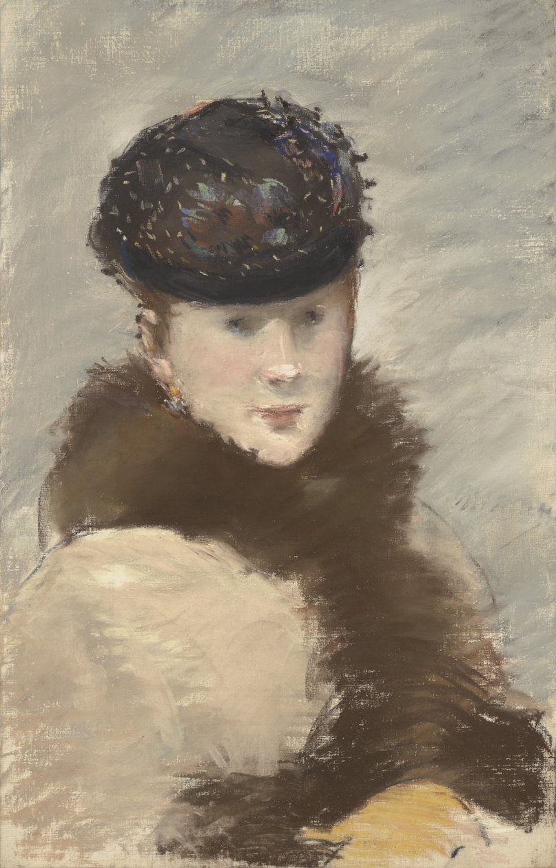 梅里·洛朗（Mery Laurent）身着小巧的转矩，1882年 作者 爱德华·马奈