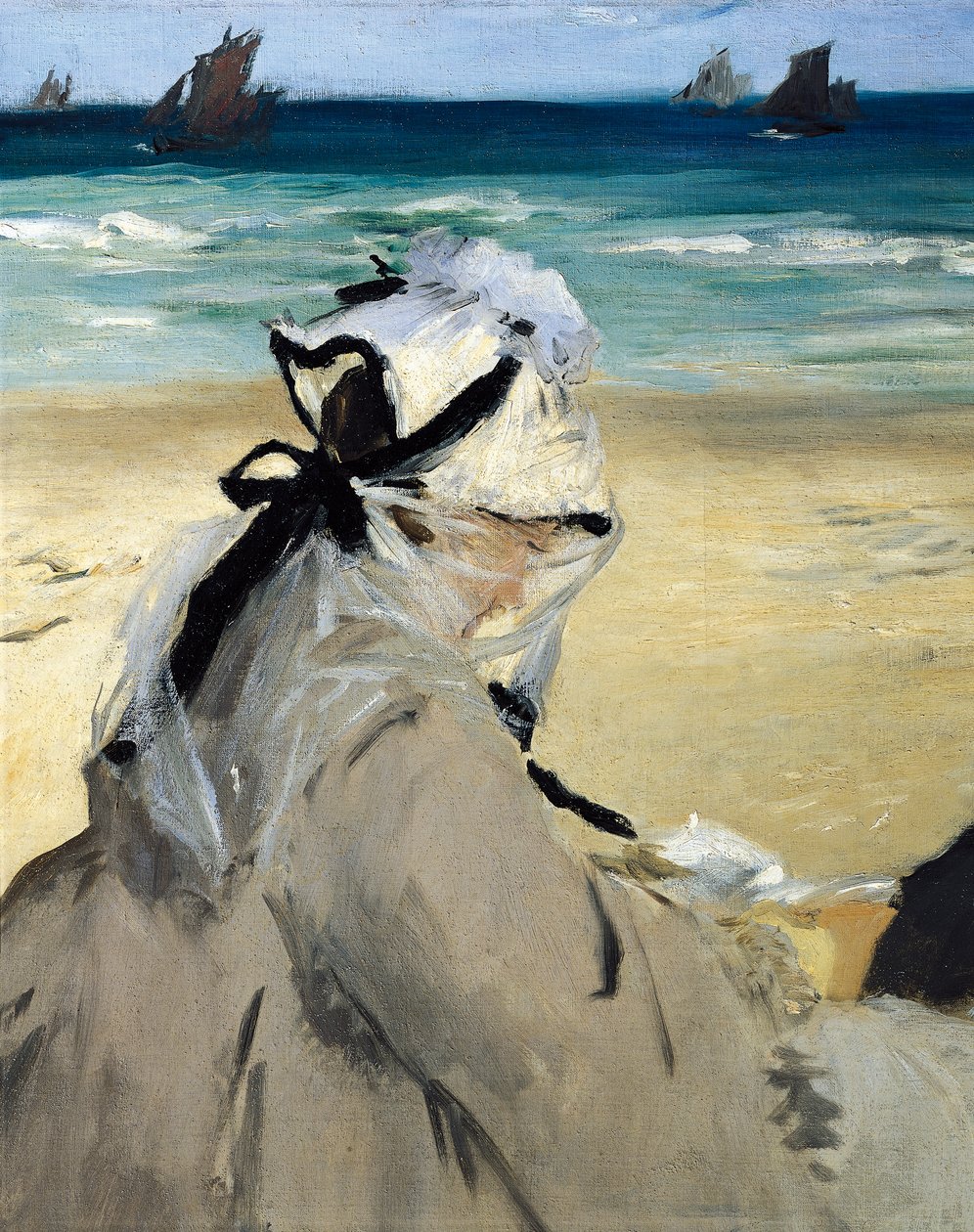 海滩上》，爱德华-马奈作品，细节 作者 爱德华·马奈