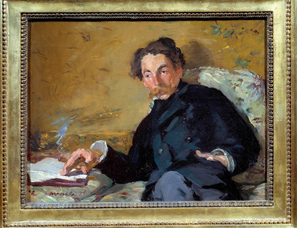 法国诗人和作家 Stephane Mallarme (1842-1883) 的肖像画，Edouard Manet (1832-1883) 1876 年 0,27x0,36 m 巴黎，奥赛博物馆 作者 爱德华·马奈