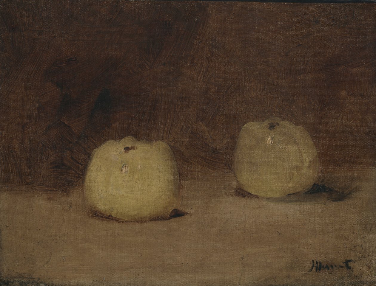 静物与两个苹果，c.1880 作者 爱德华·马奈