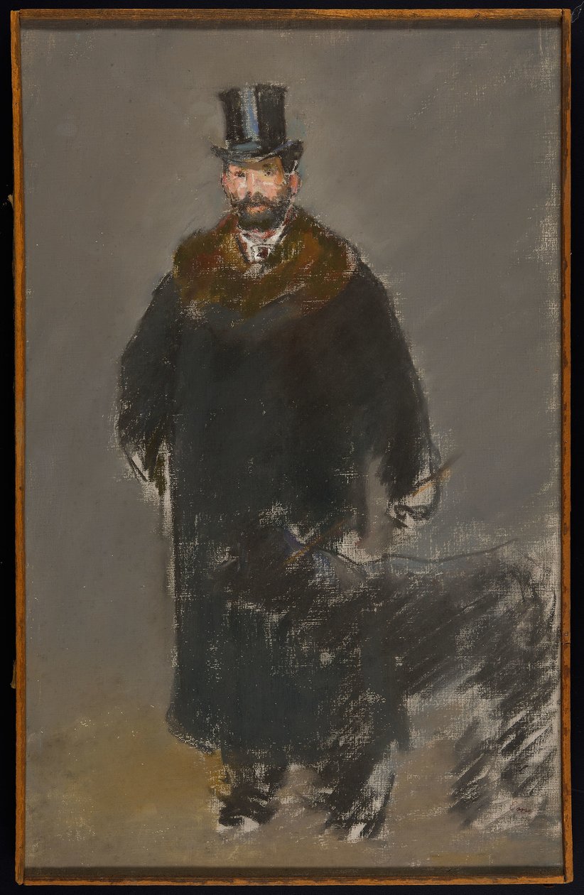 《带着狗的人》，c.1882（布面粉彩，灰色水粉底） 作者 爱德华·马奈