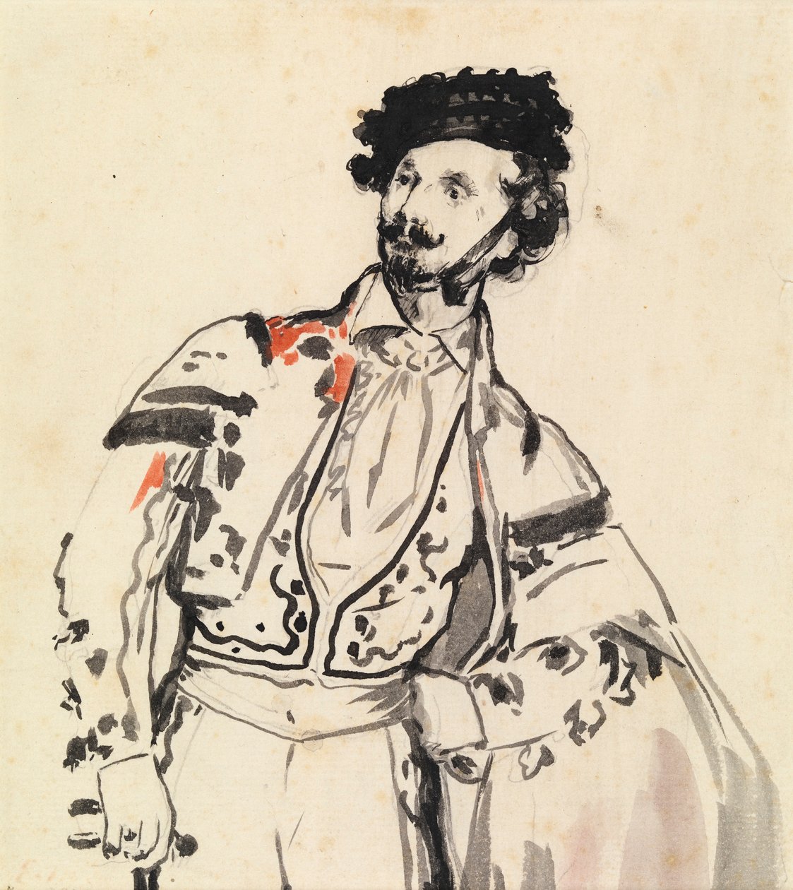 西班牙舞者唐·马里亚诺·坎普鲁比 (Don Mariano Camprubi)，c.1862（铅笔和纸上水墨） 作者 爱德华·马奈