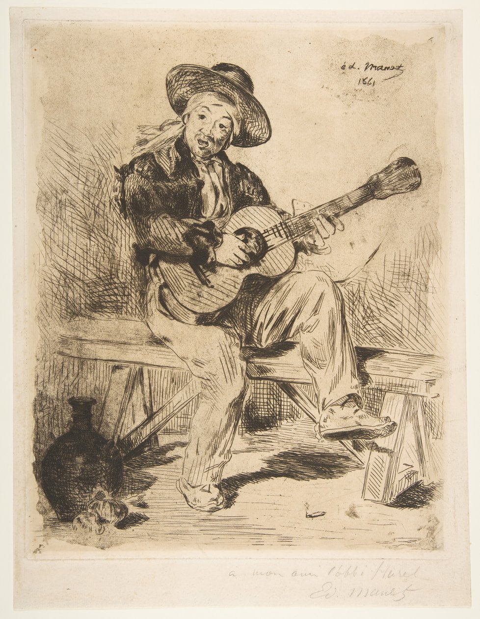 西班牙歌手Le Guitarrero，1861-62年。 作者 爱德华·马奈