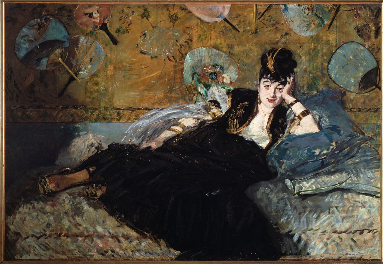 参加晚会的女士，Nina de Callias -1873。 布面油画 作者 爱德华·马奈