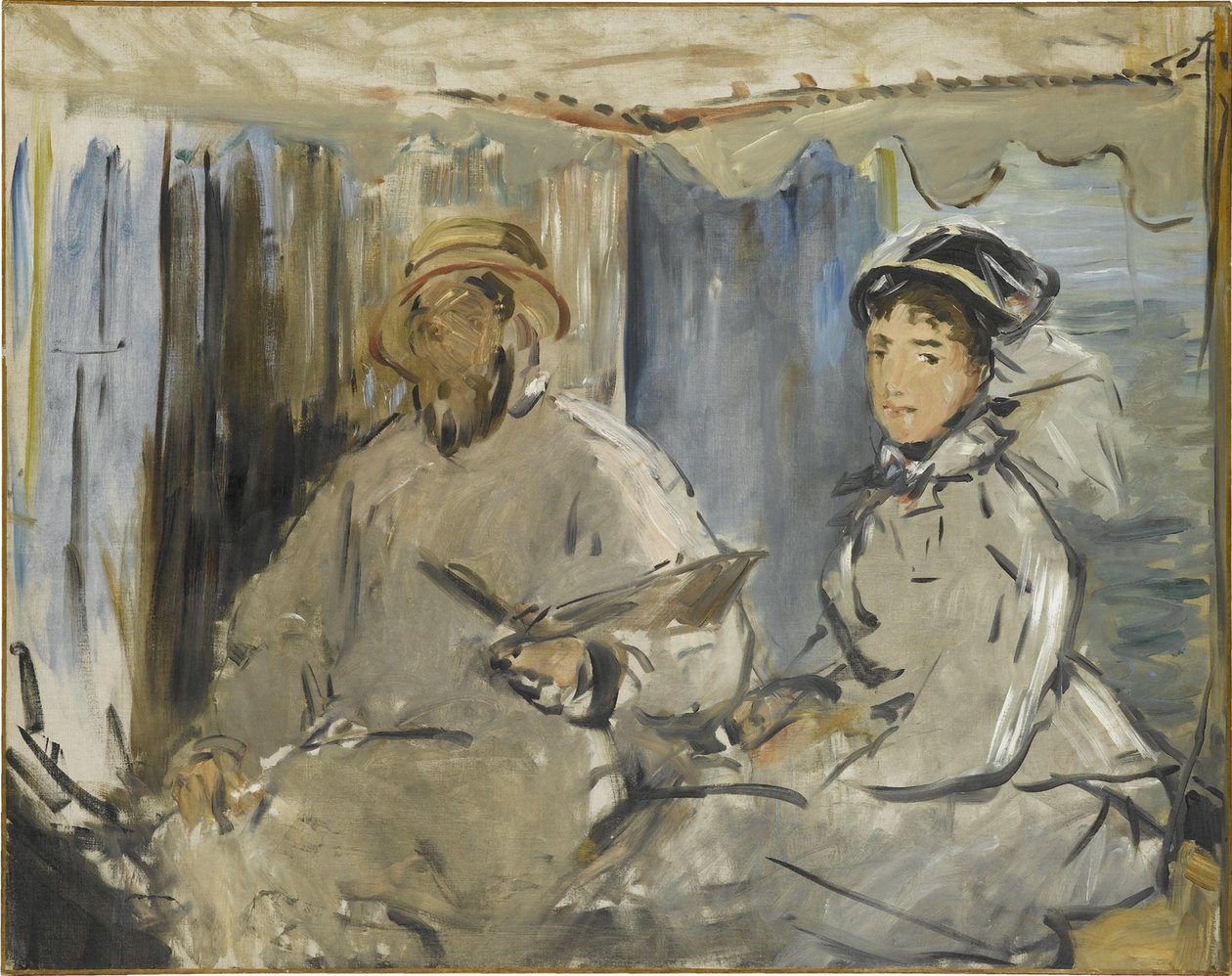 画家莫奈在他的工作室，1874年 作者 爱德华·马奈