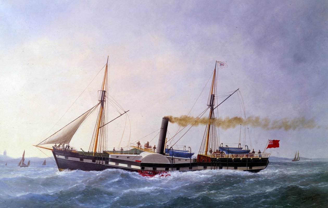 约翰-布尔的蒸汽船爱德华-亚当（1847-1929）的画作 19世纪 巴黎，海洋博物馆 作者 爱德华·玛丽·亚当