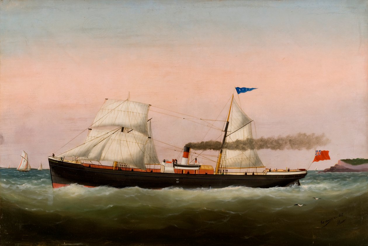 帆船，勒阿弗尔，1877年 作者 爱德华·玛丽·亚当