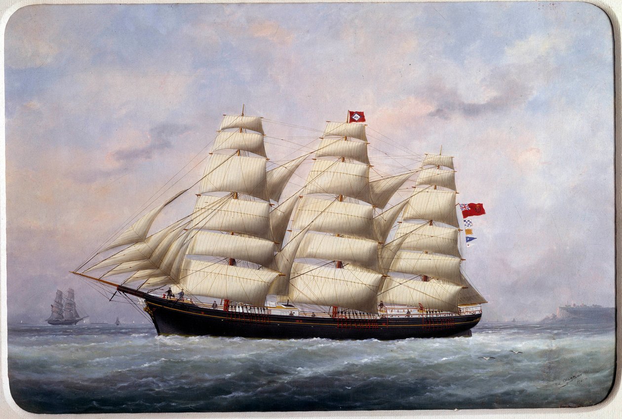 帆船威廉劳伦斯水彩画 作者 Edouard Adam (1847-1929) 1881 巴黎，海洋博物馆 作者 爱德华·玛丽·亚当