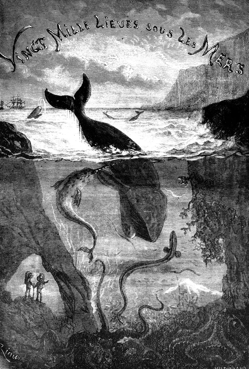 儒勒-凡尔纳小说《海底两万里》的封面插图 作者 爱德华·里奥（Edouard Riou）