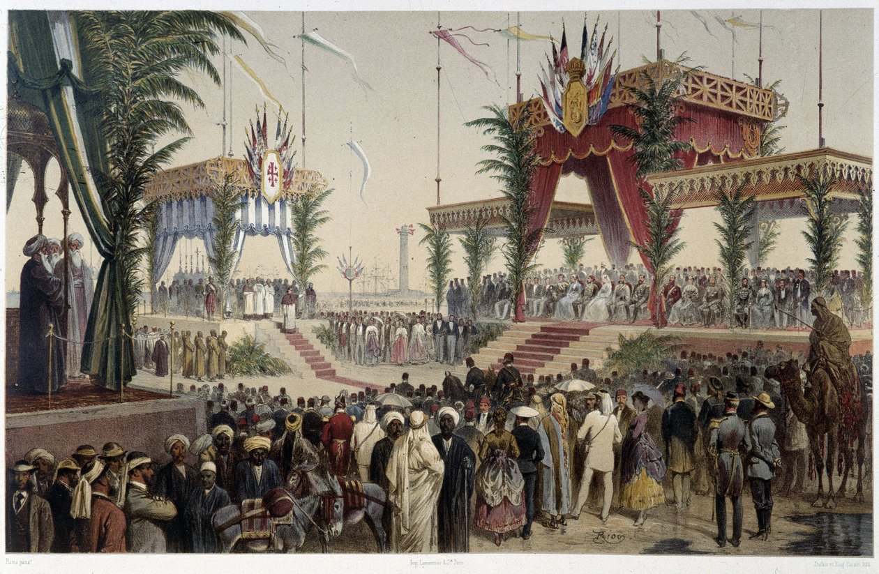 La Tribune des souverains in “” Inauguration of the Suez Canal by G. Nicole. 1869 作者 爱德华·里奥（Edouard Riou）