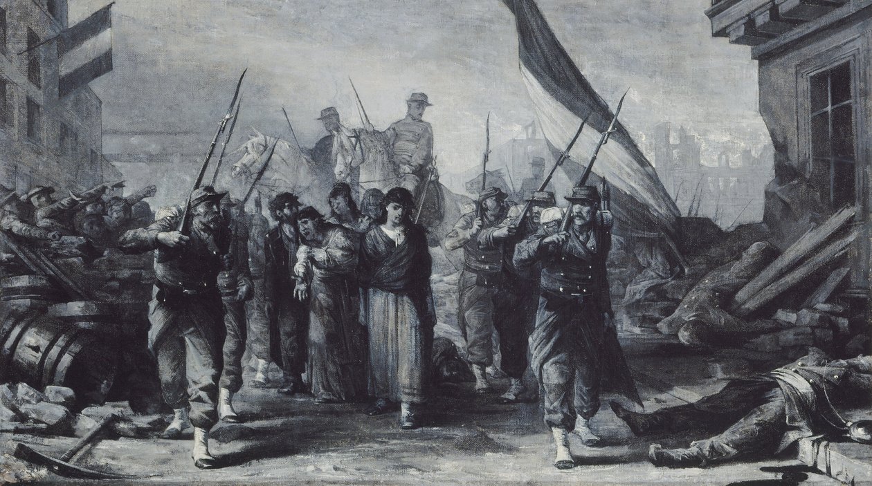 1871 年，1871 年的凡尔赛宫大火（布面油画） 作者 爱德华·图杜兹