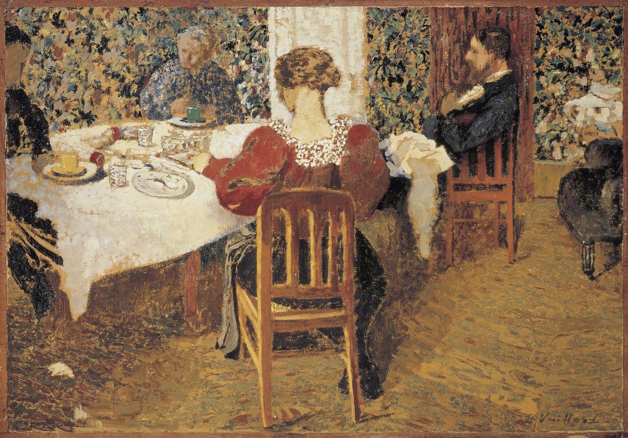 在餐桌上Le Dejeuner，1892年 作者 爱德华·维拉德