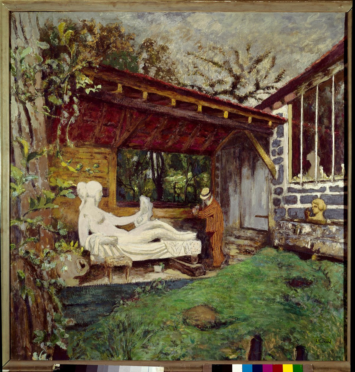 阿里斯蒂德·马约尔 (Aristide Maillol) 为纪念保罗·塞尚 (Paul Cezanne) 完成了雕塑，20 世纪（布面油画） 作者 爱德华·维拉德