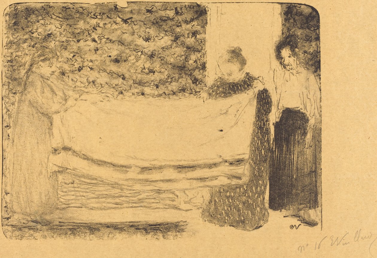 折叠亚麻布 Le pliage du linge, 1893. 作者 爱德华·维拉德