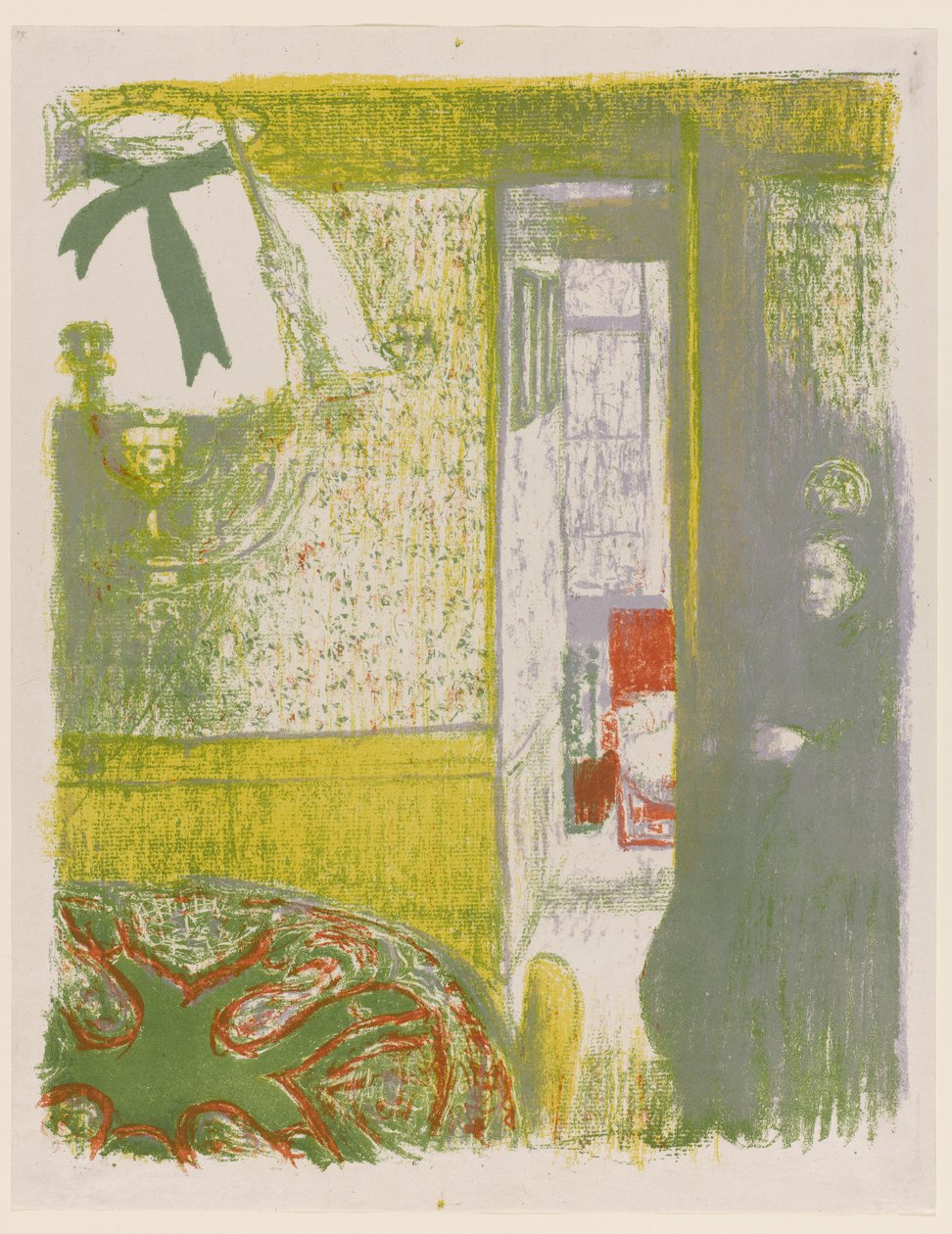 内部有吊灯，pl.4来自风景和室内设计，1899年 作者 爱德华·维拉德