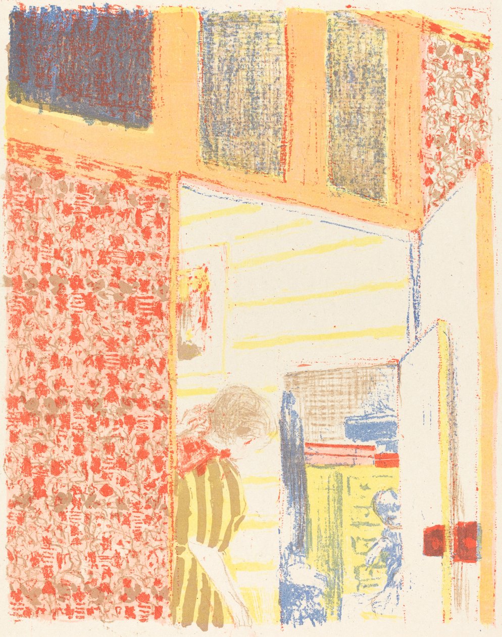 带有粉色壁纸的室内装饰II Interieur aux tentures roses II，约1896年出版，1899年。 作者 爱德华·维拉德