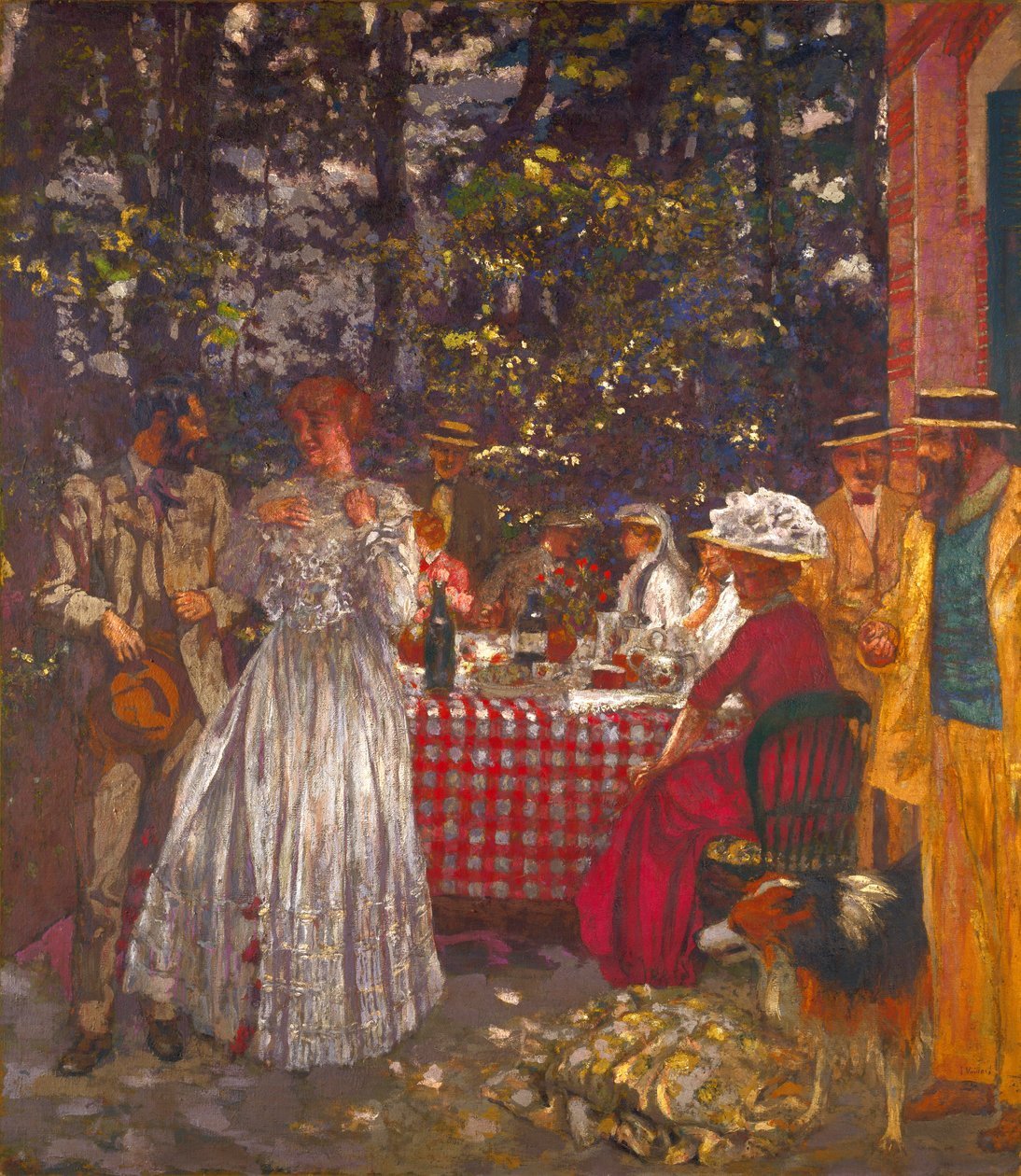 La terrasse a Vasouy, le dejeuner - Vuillard, edouard (1868-1940) 瓦苏伊露台，午餐 布面油画 1901 伦敦国家美术馆 218,4x190 作者 爱德华·维拉德