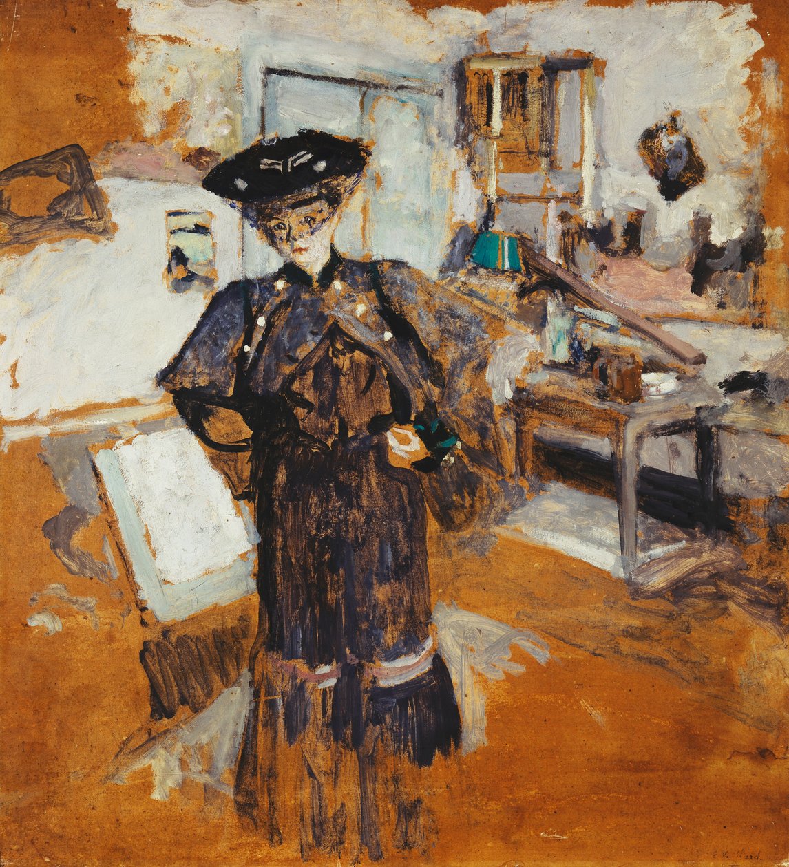 面纱中的女士，双手叉腰；面纱上的女士，臀部上的手，c.1902-03 作者 爱德华·维拉德