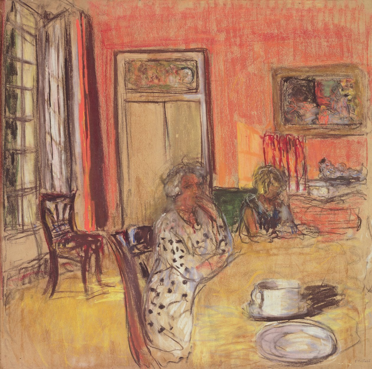 Hessel夫人和Lulu夫人在ChâteaudesClayes餐厅，c.1935-38 作者 爱德华·维拉德