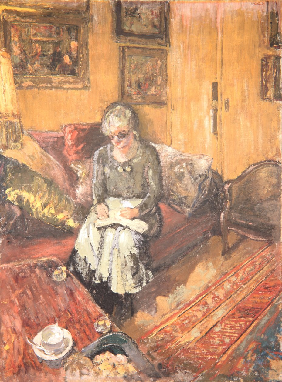 Hessel夫人在闺房，Rue de Naples，c.1935（画布上的瘟疫） 作者 爱德华·维拉德