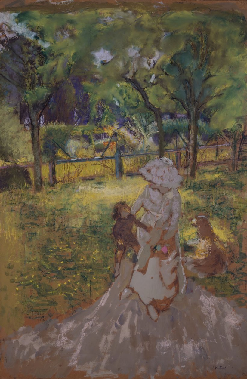 果园晨曦中的母亲和孩子，1909-1911。 作者 爱德华·维拉德