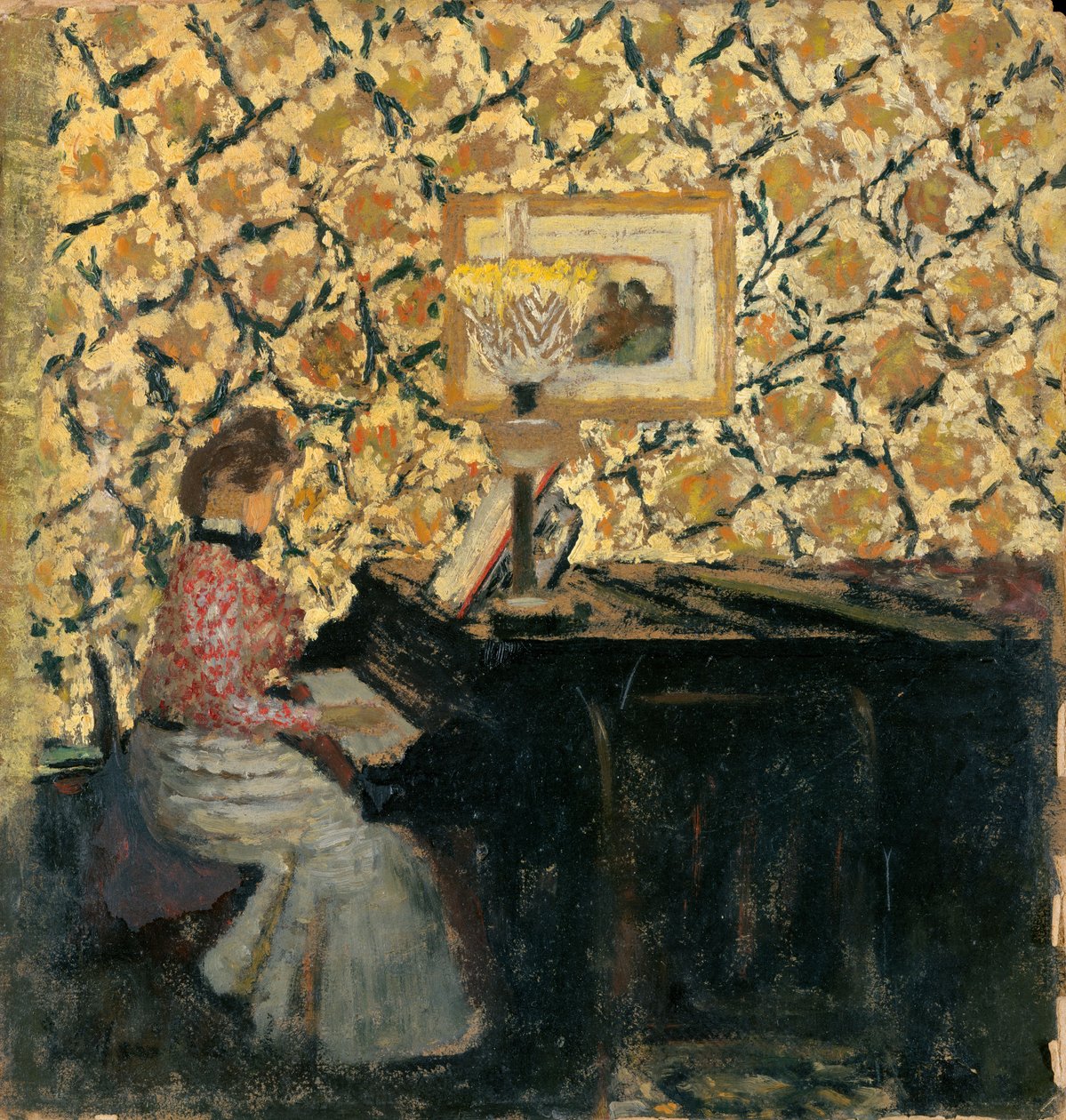 钢琴上的Misia，1895-96（纸板上的油） 作者 爱德华·维拉德