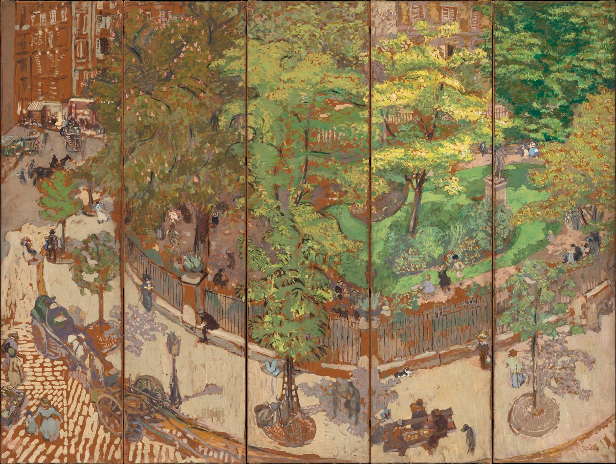 放置Vintimille，1911年（五块屏幕，放在画布上的纸上瘟热） 作者 爱德华·维拉德
