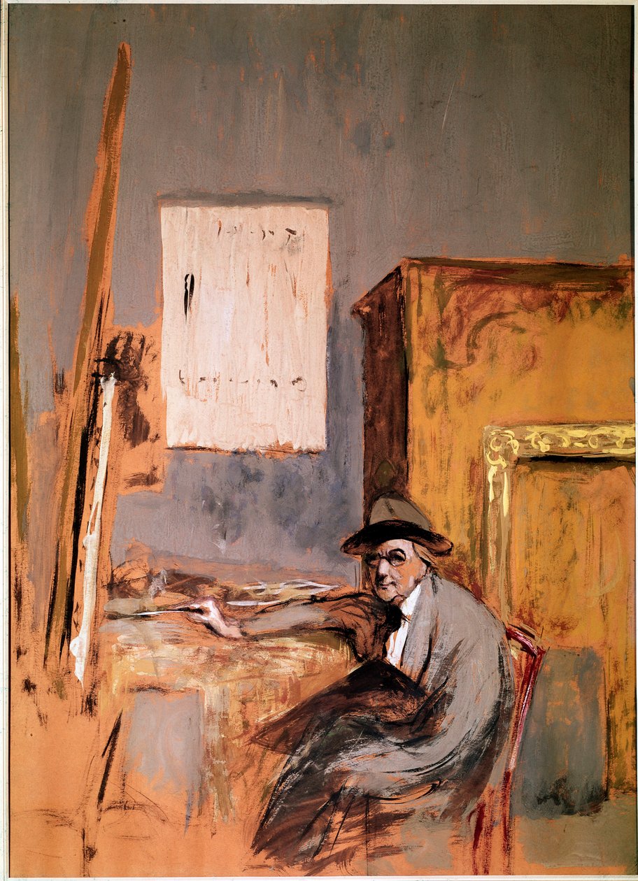 画家让·路易斯·福兰 (Jean Louis Forain) 在他的工作室中的肖像 作者 爱德华·维拉德
