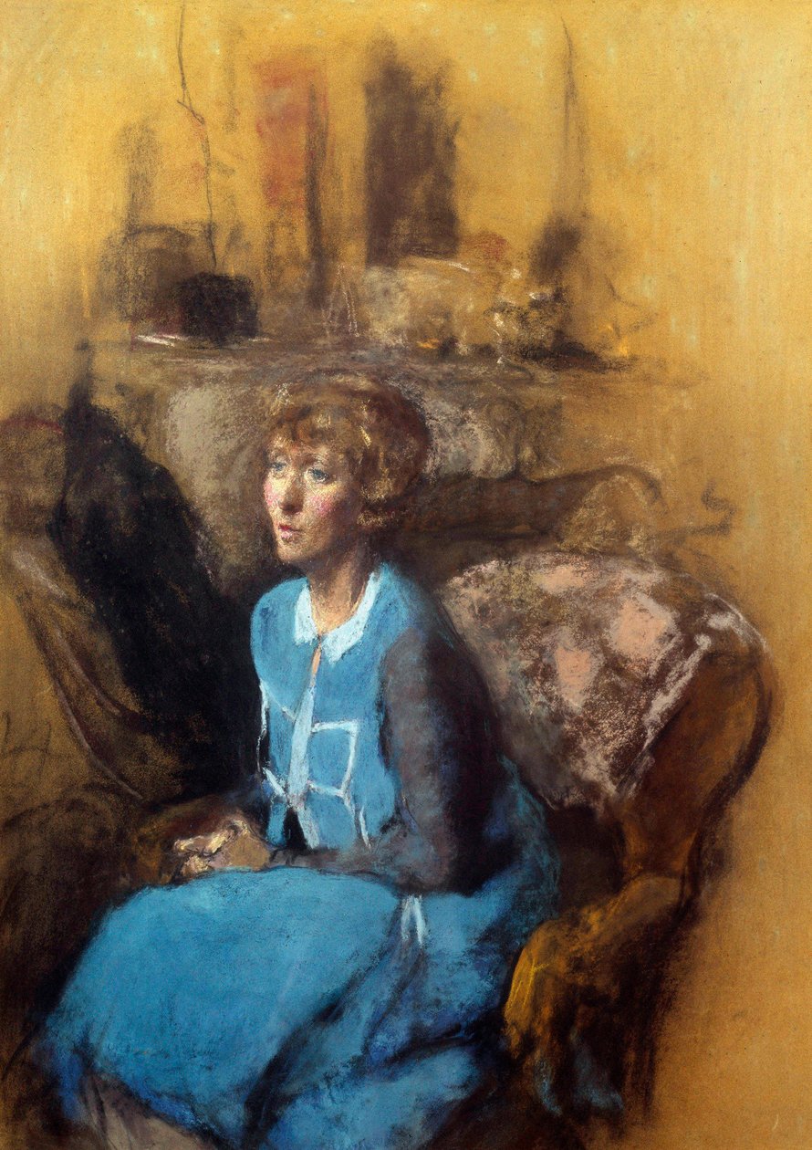 蓝色的衣服，20世纪（水彩画 作者 爱德华·维拉德