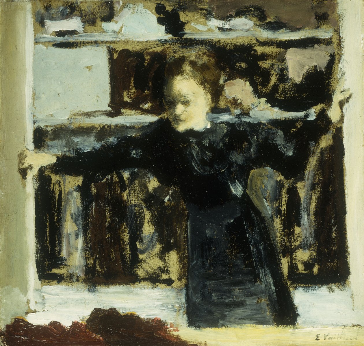 女人打开一个窗口；女人打开窗户，1893年 作者 爱德华·维拉德
