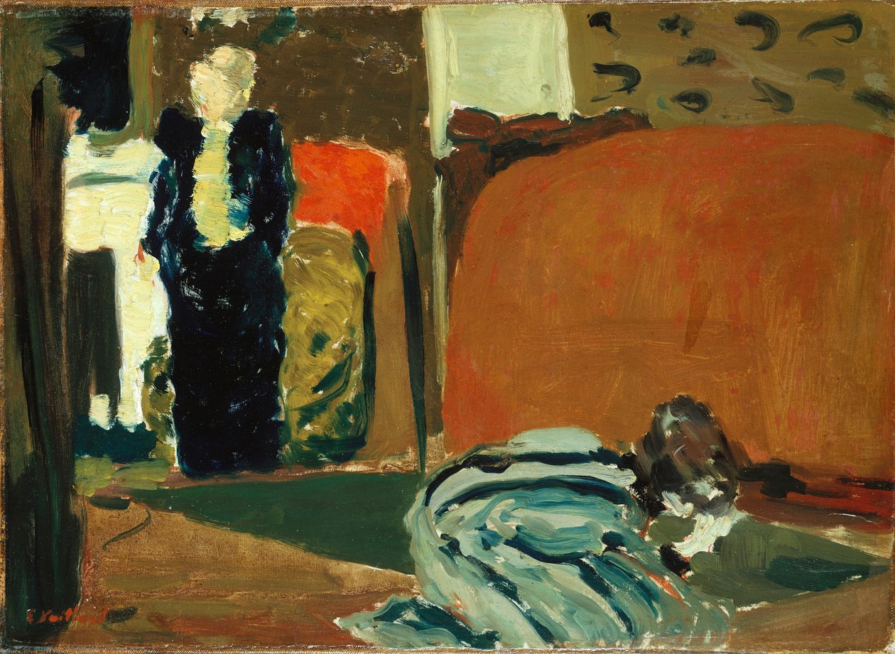 看在床下的妇女，c.1895 作者 爱德华·维拉德