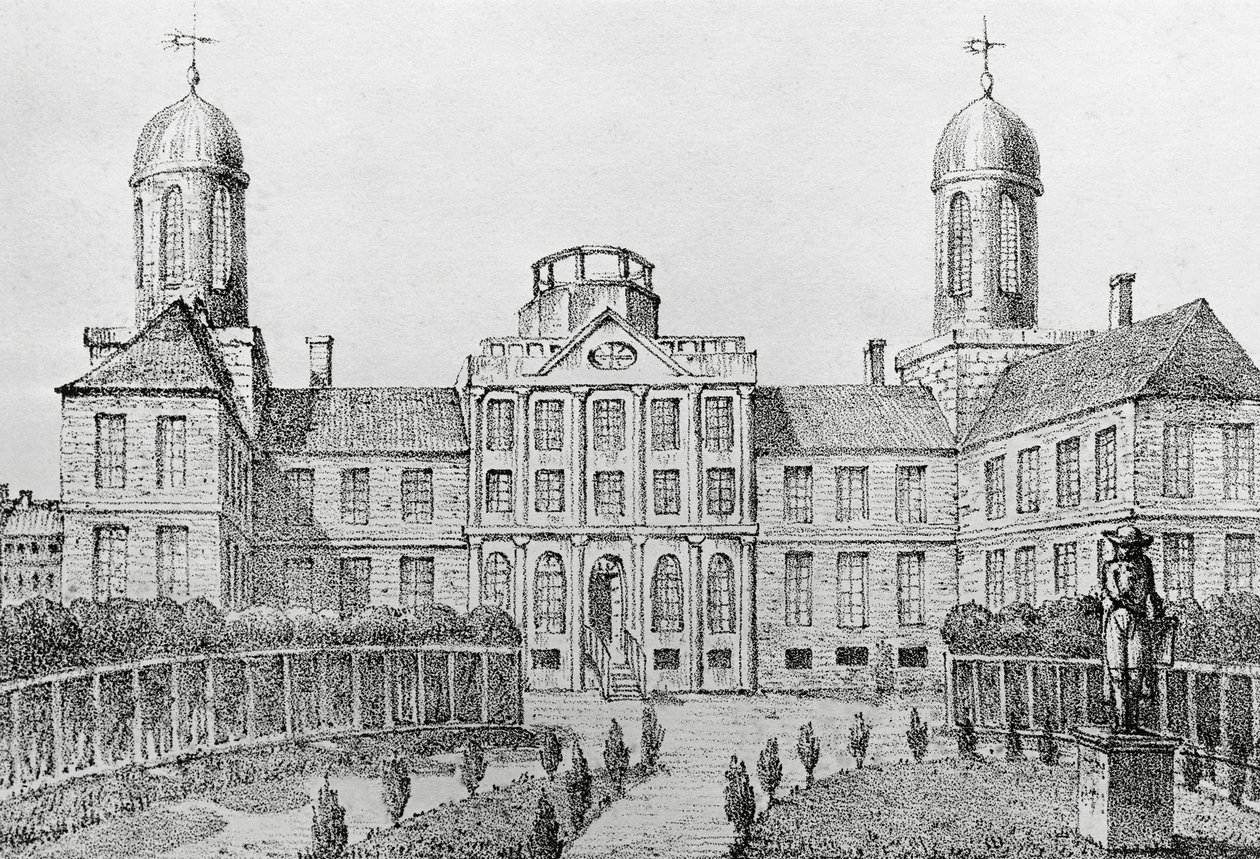 美国费城医院，Edouard de Montule（1792-1828 年）在航行至美国、意大利、西西里岛和埃及期间的平版印刷 作者 爱德华·蒙特勒