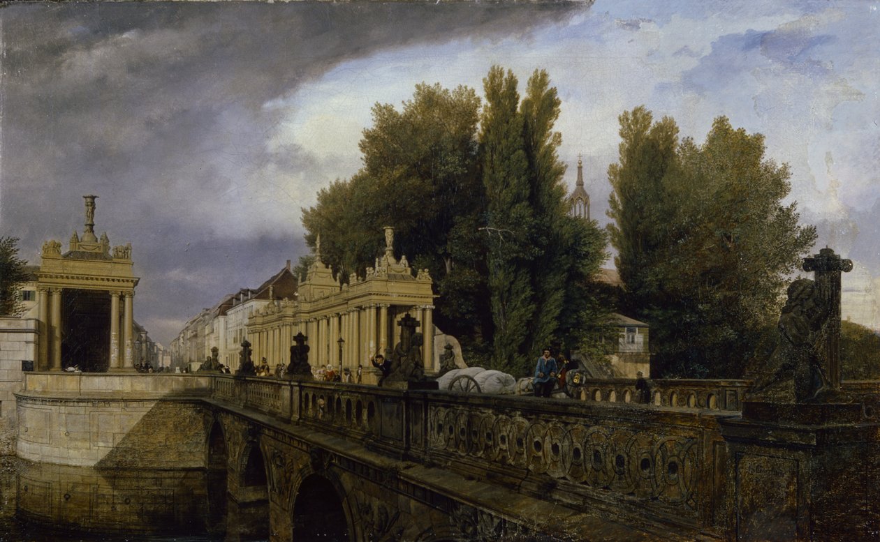 1835年柏林Konigsstrasse的Konigsbrucke 作者 约翰·菲利普·爱德华·加特纳