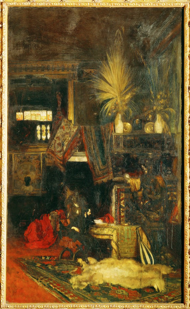 画家 Hans Makart 在他的工作室......（布面油画） 作者 爱德华·查勒蒙特