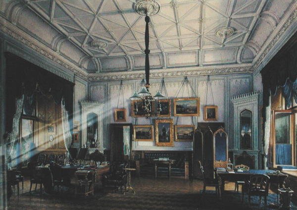 1860年农场宫殿中的亚历山大二世（1818-81）的蓝色研究（纸上写着） 作者 爱德华·豪（Eduard Hau）